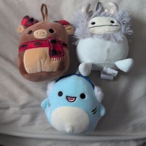 Squishmallows Plush Christmas Ornaments Lot Of 3 Toy Decorations